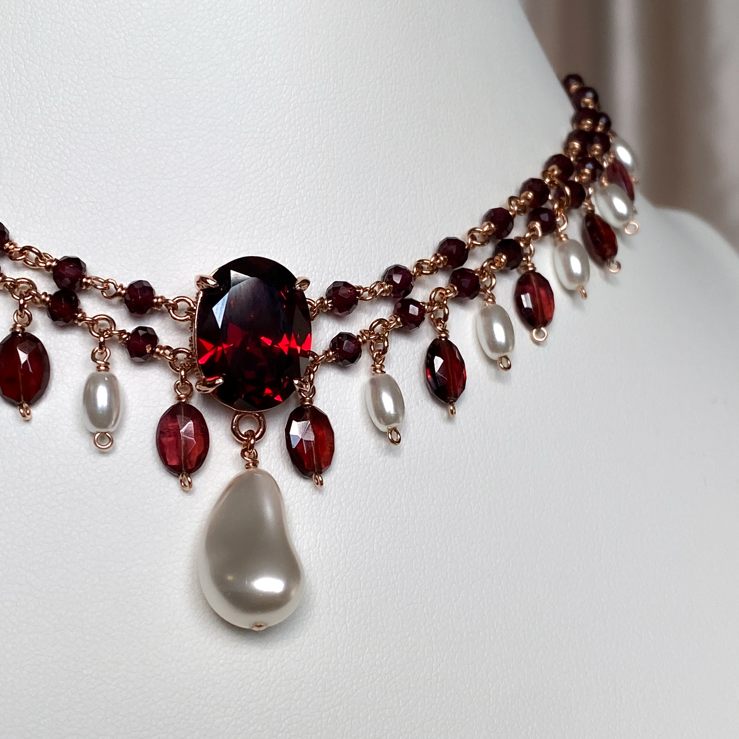 Two of Hearts ~ Charmed Garnet Choker