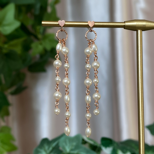 Hera ~ Trailing Pearl Earrings