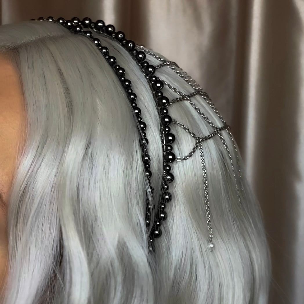 Black Swan ~ Crystal Pearl Chandelier Choker