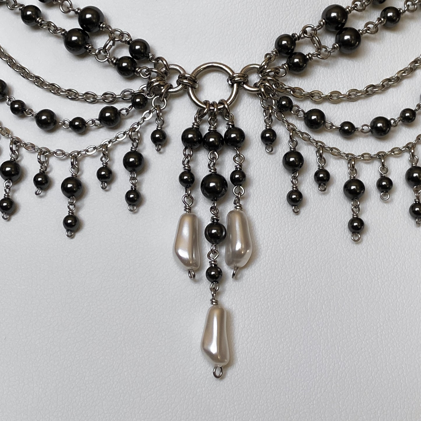 Black Swan ~ Crystal Pearl Chandelier Choker