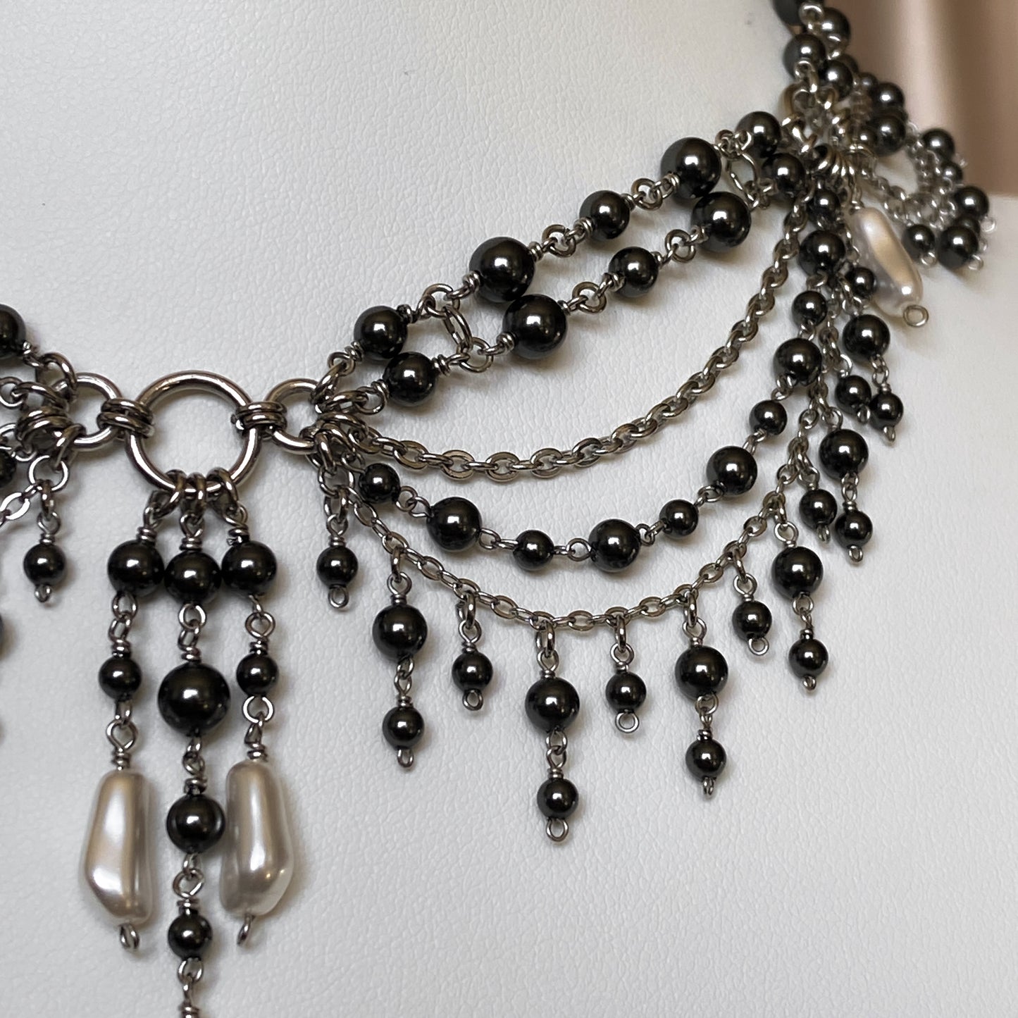 Black Swan ~ Crystal Pearl Chandelier Choker