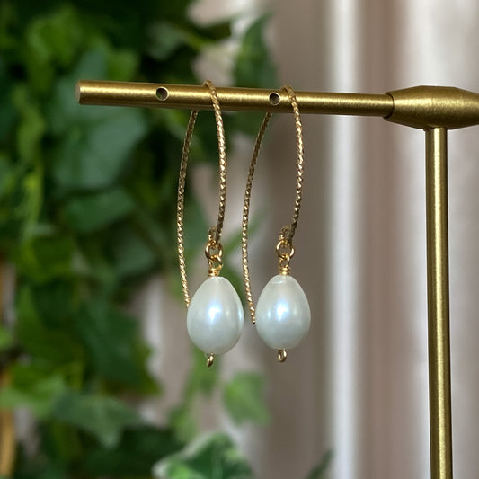 14k Gold Filled Glass Pearl Sparkle V-Hook Dangles